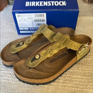 Birkenstock Gizeh Braided Olive Leather NIB Sz 39
